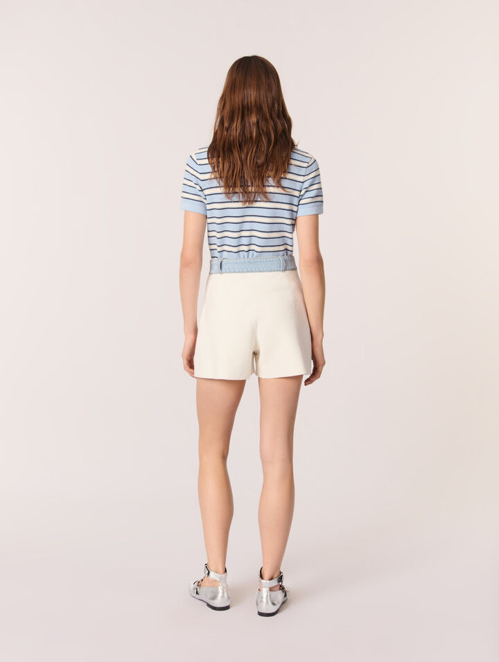 Shorts aus Strick mit Denimborten