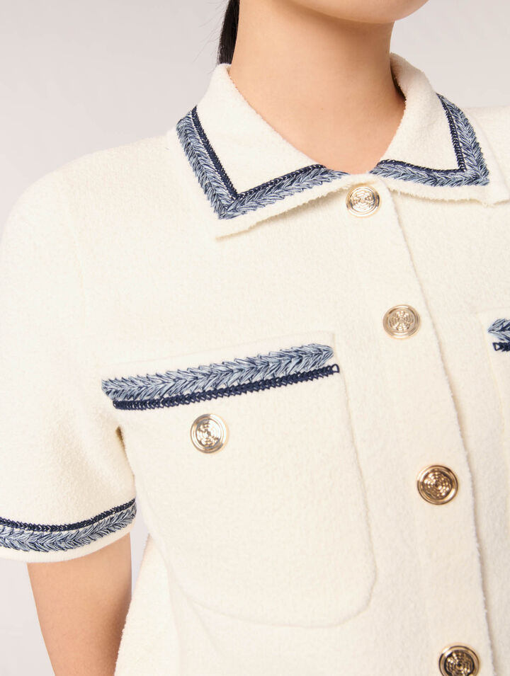 Kurzer Cardigan mit Kontrastborten