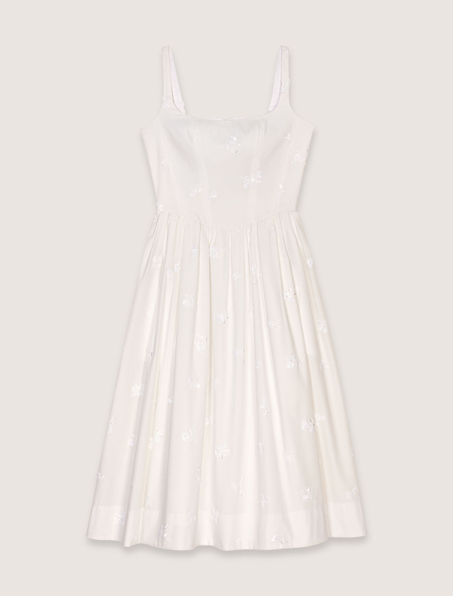 Besticktes Midi-Baumwollkleid